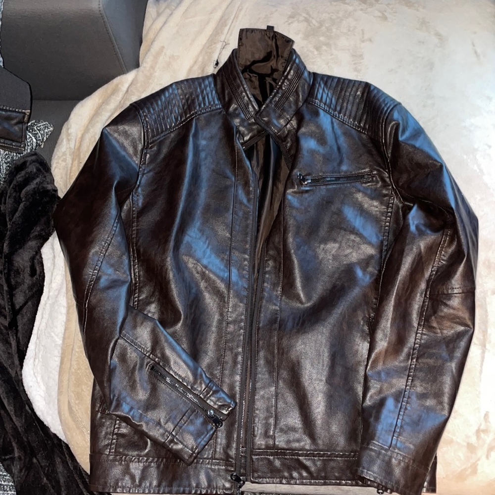 Amazon Brown Leather Jacket Faux